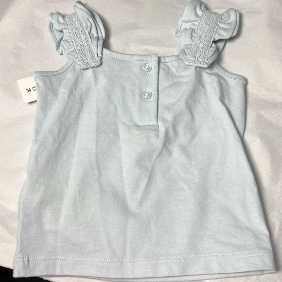 Janie and Jack 101039001 Girl Light Blue Ruffle Strap Top size 6-12 months NWT - Picture 7 of 9